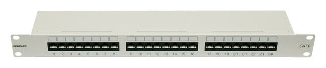 Foto: Patchpanel 19" 24xRJ45 ungeschirmt Cat.6, 1HE, RAL7035