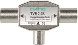 SAT Zweigeräteverteiler IEC-Stec-2xIEC-Buchse,Radio,TVE 2-03