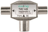 SAT Zweigeräteverteiler IEC-Buchse-2xIEC-Stecker,TV,TVE 1-03