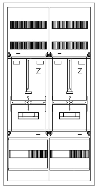 Zählerverteiler 2xZF, H=1100 B=550 T=210mm