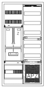 Zählerverteiler 1xZF, H=1100 B=550 T=210mm, 1xVF, APZ