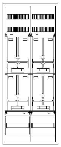 Zählerverteiler 4xZF, H=1400 B=550 T=210mm