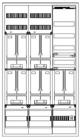 Foto: Zählerverteiler 4xZF, H=1400 B=800 T=210mm, 1xTSG, VF