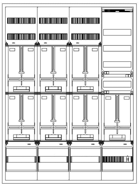Foto: Zählerverteiler 6xZF, H=1400 B=1050 T=210mm, 1xTSG, VF