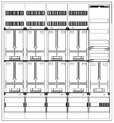 Zählerverteiler 9xZF, H=1400 B=1300 T=210mm, 1xVF