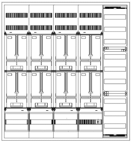 Foto: Zählerverteiler 7xZF, H=1400 B=1300 T=210mm, 1xTSG, 2xVF