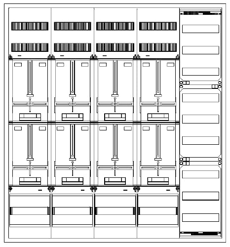 Zählerverteiler 8xZF, H=1400 B=1300 T=210mm, 2xVF
