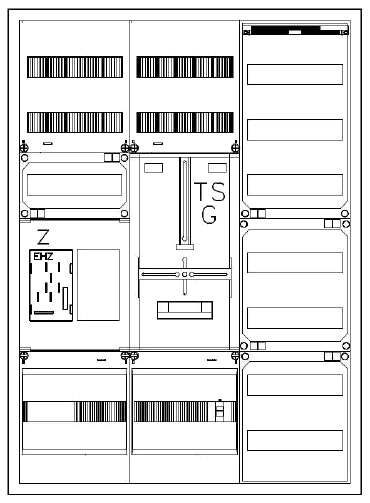 Foto: Zählerverteiler 1xZF, eHZ, H=1100 B=800 T=210mm, 1xTSG, VF