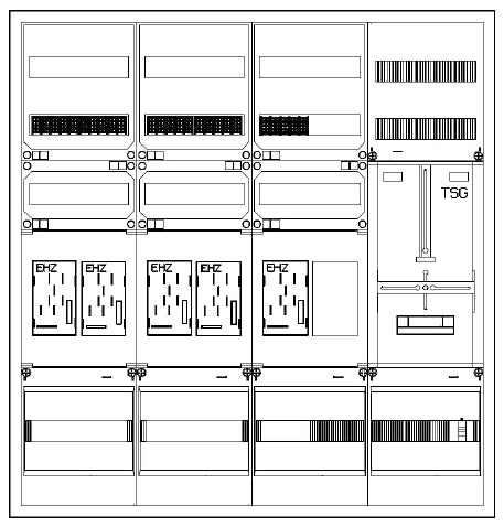 Foto: Zählerverteiler 5xZF, eHZ, H=1100 B=1050 T=210mm, 1xTSG
