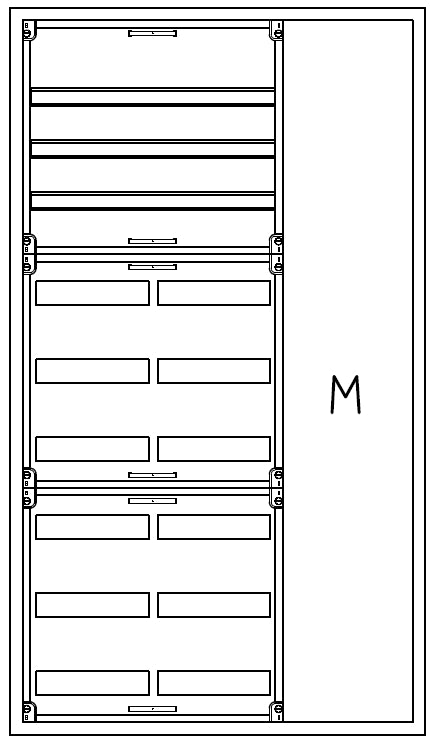 Automatenverteiler H=1400 B=800 T=210mm mit Montageplatte M1