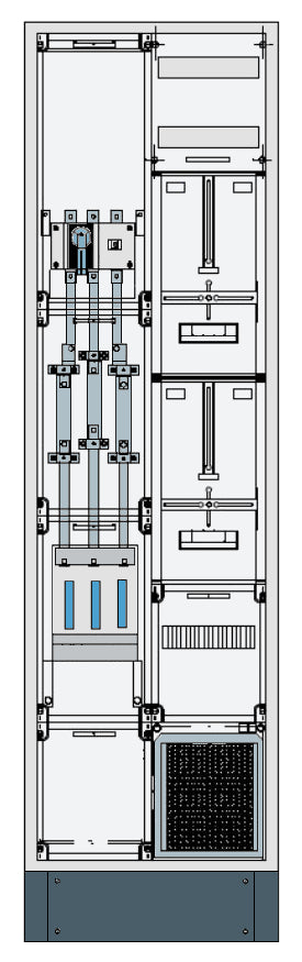 Foto: Wandlermessschrank 250A EnBW, 5-polig IP41 RAL7035, H=2000mm