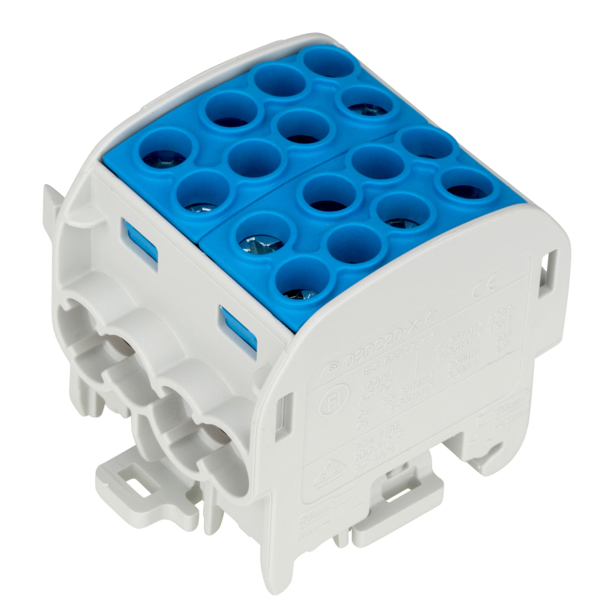 CU Hauptleitungsabzweigklemme 35mm² 4 Zu 4 Ab, isoliert blau