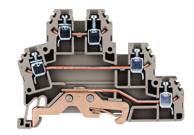 Foto: Dreistockklemme 2,5mm² (L/L/PE), Type PUK 2 T grau