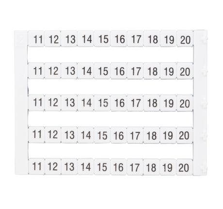 Markierungsetiketten DY 5 bedruckt von "11-20" (5-mal)