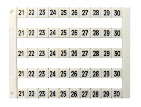 Markierungsetiketten DY 5 bedruckt von "21-30" (5-mal)