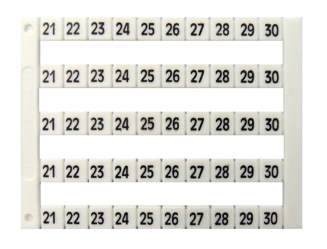 Markierungsetiketten DY 5 bedruckt von "21-30" (5-mal)