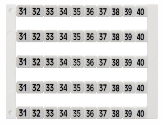 Markierungsetiketten DY 5 bedruckt von "31-40" (5-mal)