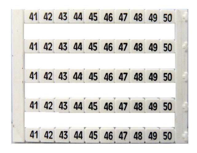 Markierungsetiketten DY 5 bedruckt von "41-50" (5-mal)