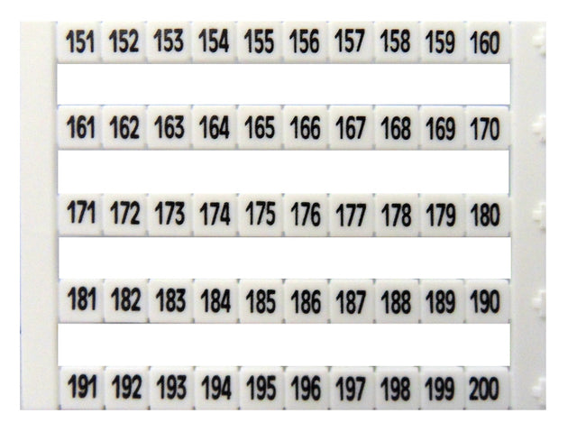 Markierungsetiketten DY 5 bedruckt von "151-200" (1-mal)