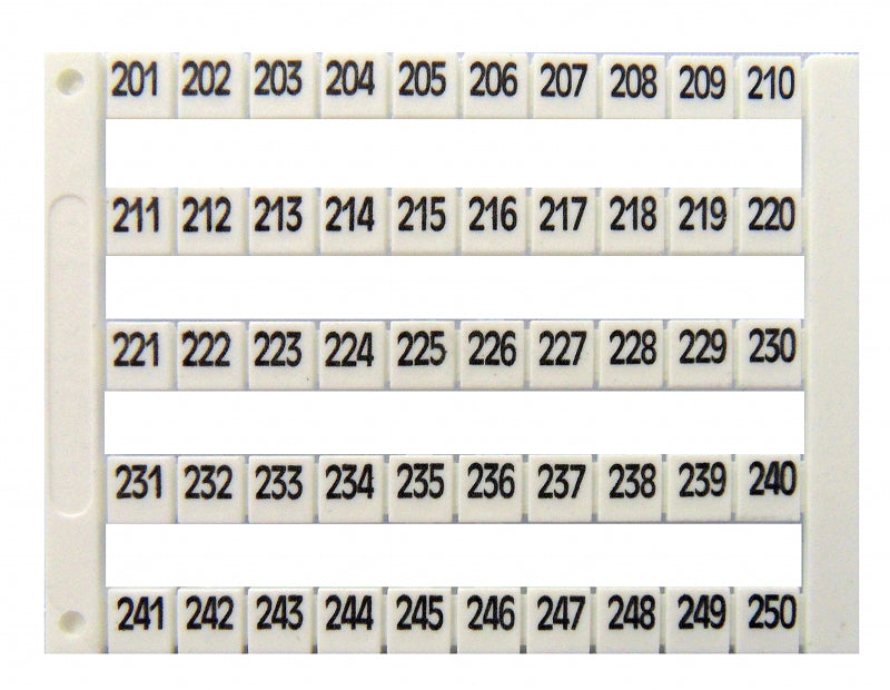 Markierungsetiketten DY 5 bedruckt von "201-250" (1-mal)