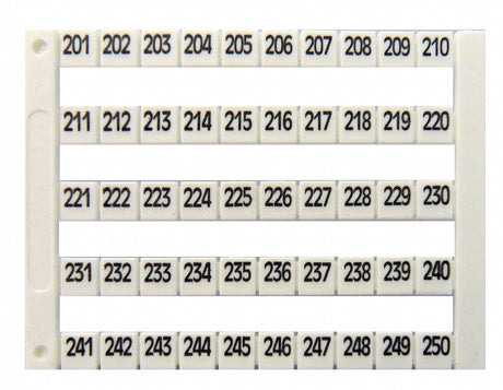 Markierungsetiketten DY 5 bedruckt von "201-250" (1-mal)