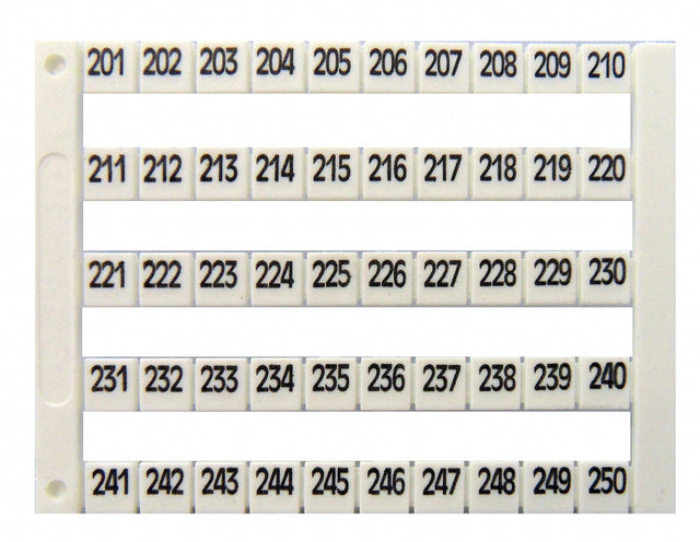 Markierungsetiketten DY 5 bedruckt von "201-250" (1-mal)
