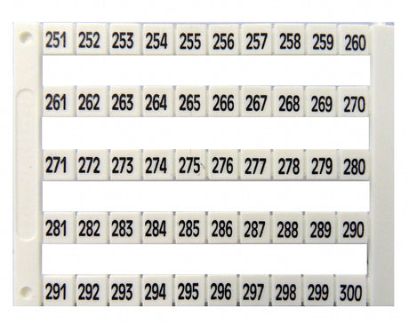 Markierungsetiketten DY 5 bedruckt von "251-300" (1-mal)