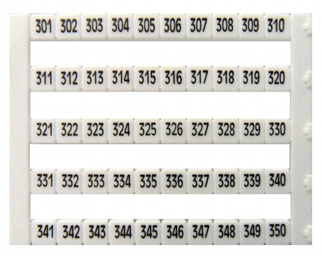 Markierungsetiketten DY 5 bedruckt von "301-350" (1-mal)
