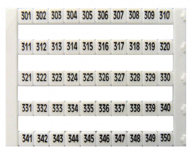 Markierungsetiketten DY 5 bedruckt von "301-350" (1-mal)