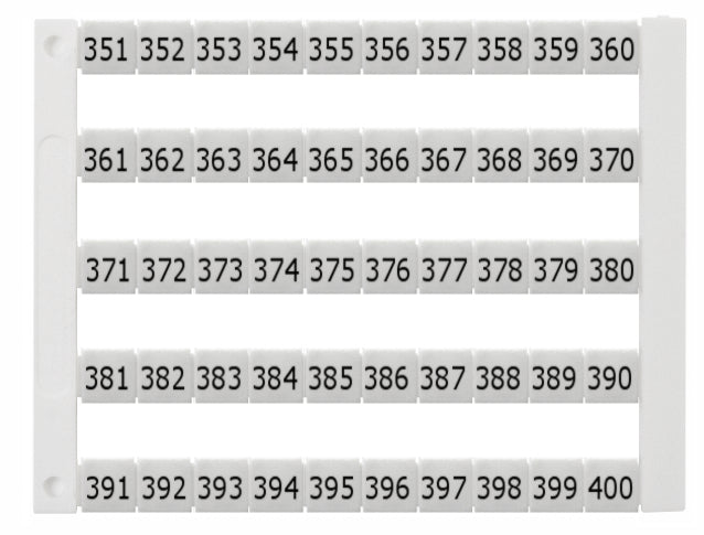 Markierungsetiketten DY 5 bedruckt von "351-400" (1-mal)