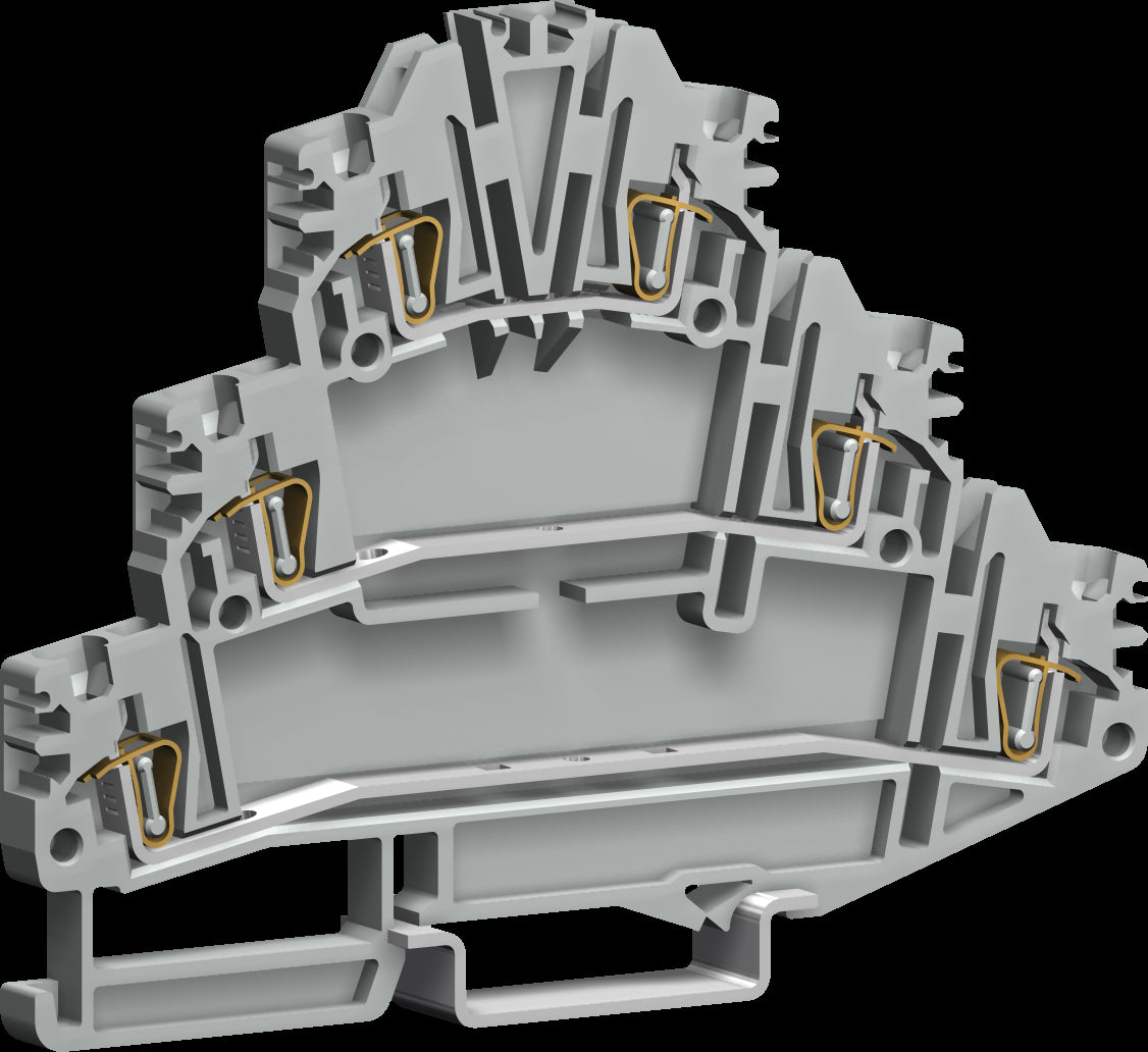 Federkraft-Dreistockklemme HLD.2 grau, 2,5mm²