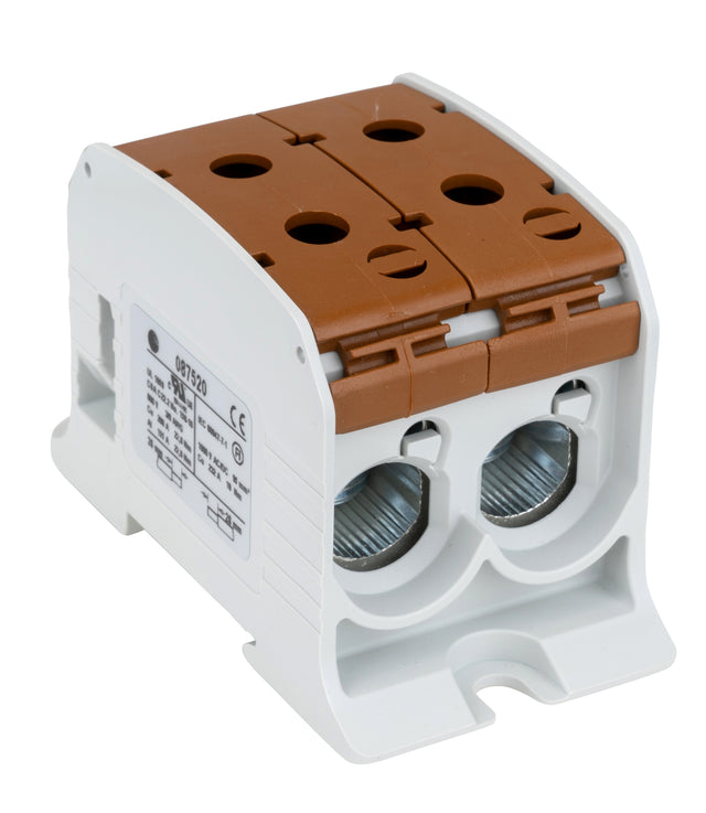Aluminium / Kupfer Klemme, 1-polig, Doppel 95mm² braun