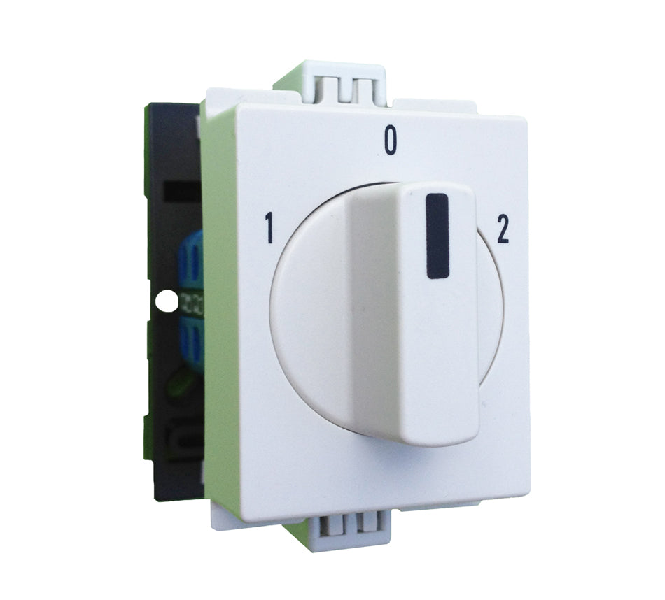 Umschalter 2-polig mit 0 Stellung, Reiheneinbau/10A/1-0-2