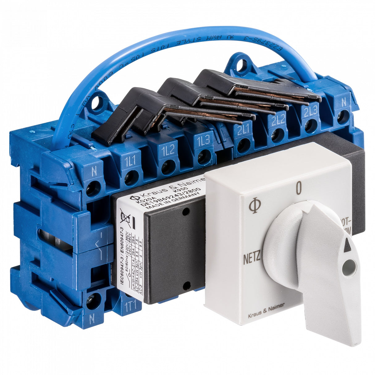 Umschalter Netz-0-Notstrom, Reiheneinbau, 4-polig, 25A