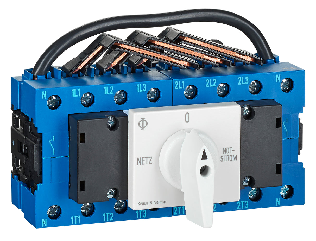 KA40 Umschalter Netz-0-Notstrom, Reiheneinbau, 4-polig, 40A