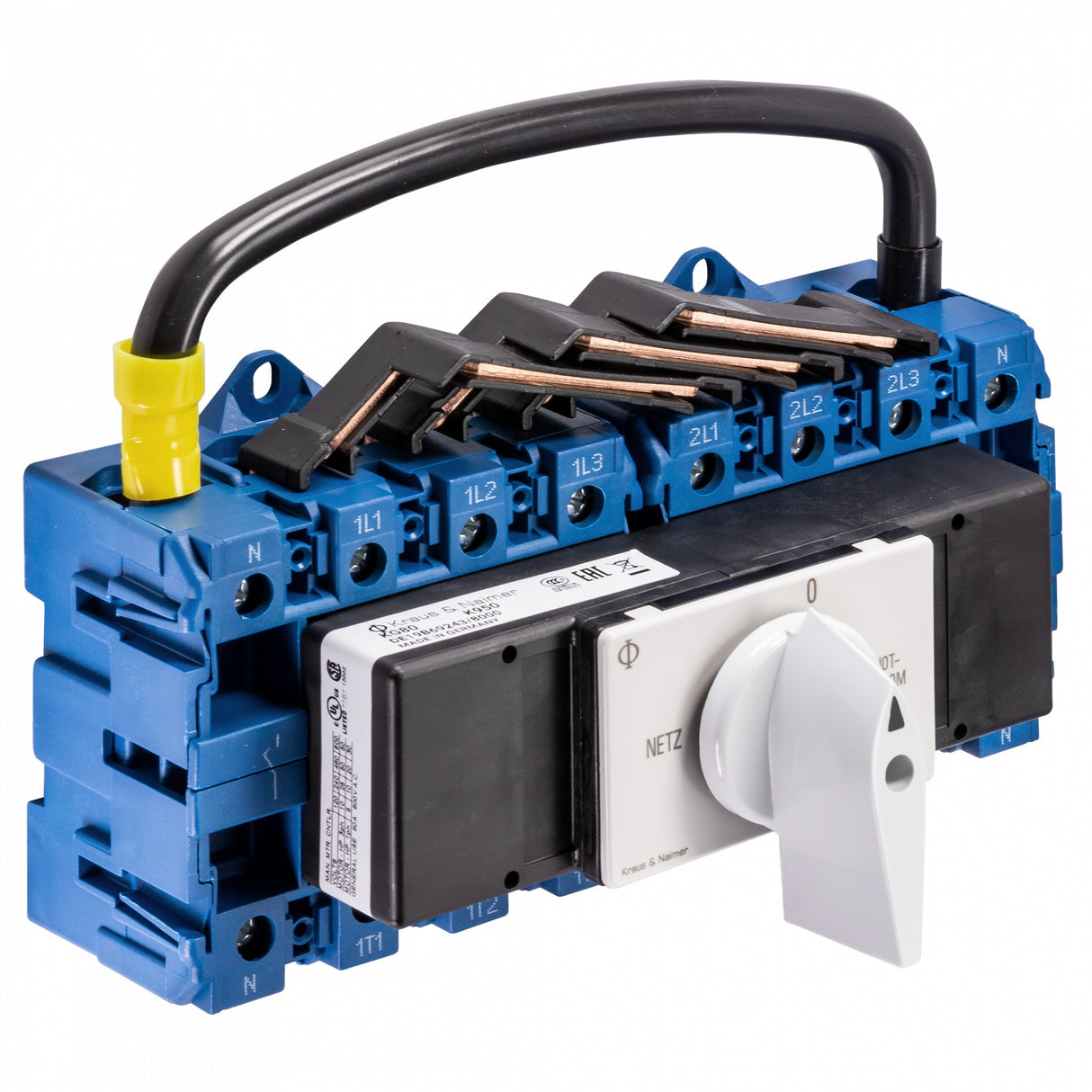 Umschalter Netz-0-Notstrom, Reiheneinbau, 4-polig, 100A