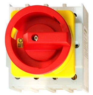Not-Aus Hauptschalter 4-P, Fronteinbau,4-Lochbef. 40A, 16kW
