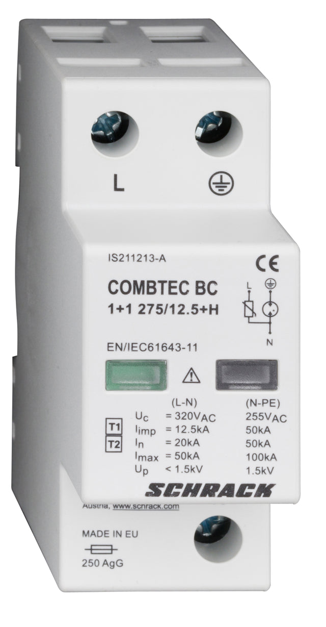 Foto: Blitz-/Überspannungsableiter 1+1 TT,I+II(B+C),275V,12,5kA