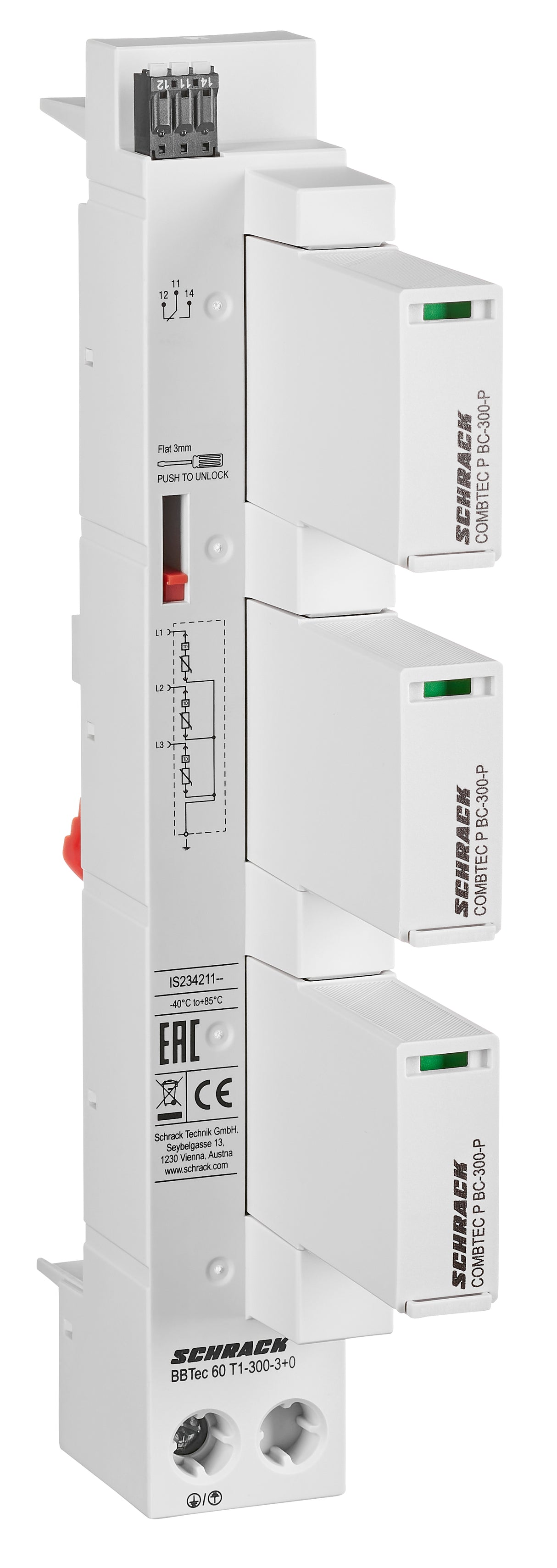 Blitzstromableiter f. 60mm System, 3+0, HK, Class 1+2(BC)
