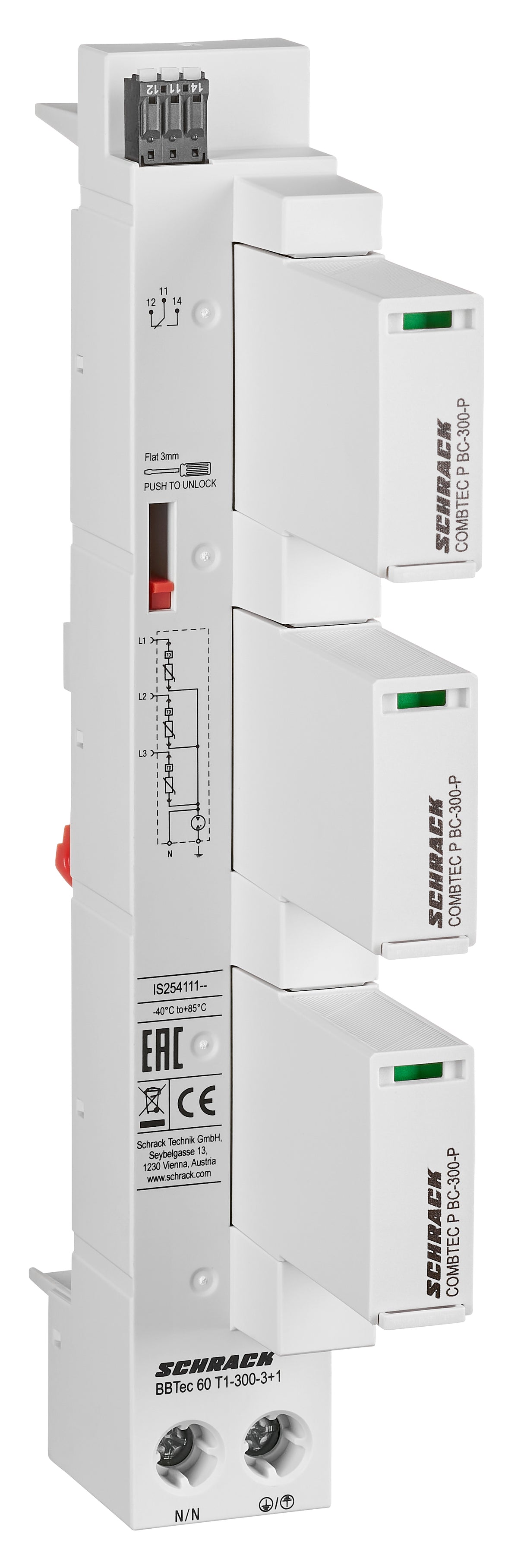 Blitzstromableiter f. 60mm System, 3+1 HK Class 1+2(BC)