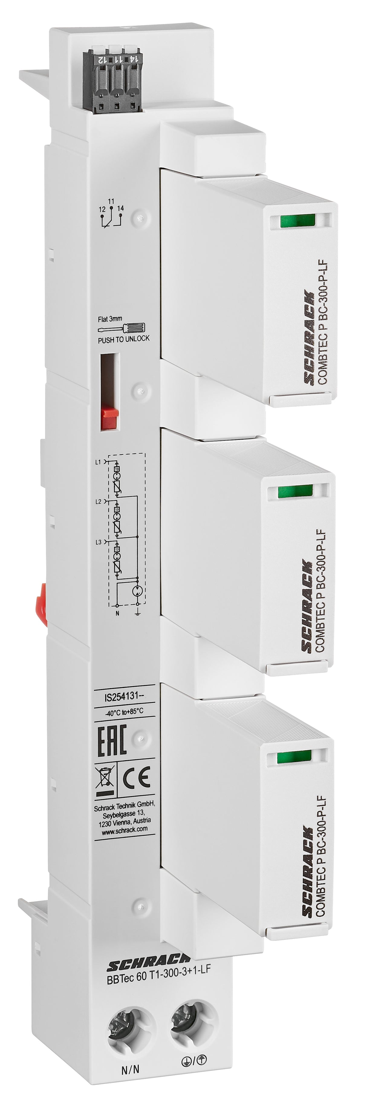 Blitzstromableiter f. 60mm System, 3+1, HK+LF, Class 1+2(BC)