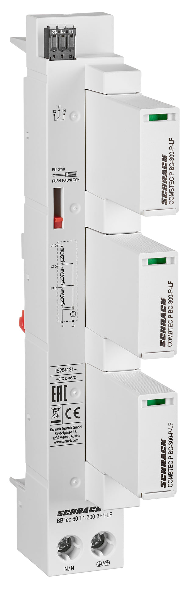 Blitzstromableiter f. 60mm System, 3+1, HK+LF, Class 1+2(BC)