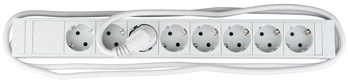 19" Netzleiste 8xSchuko, Profil PVC 1.25HE