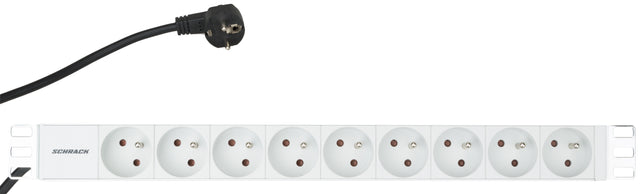 Foto: 19" Netzleiste 9xUTE, Profil ALU 1HE, 2m-Kabel, RAL7035