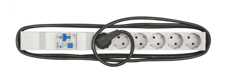 Foto: 19" Netzleiste 6x Schuko mit LS-FI BO217516, Profil ALU 1HE