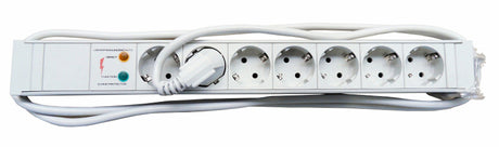 Foto: 19" Netzleiste 7xSchuko mit Überspannungsschutz, PVC, 1.25HE