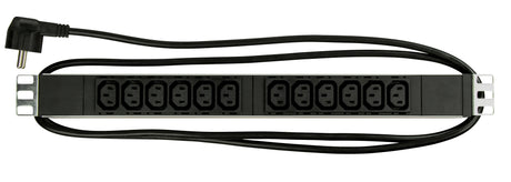 Foto: 19" Netzleiste 12xIEC C13, Profil ALU 1HE, 2m-Kabel, schwarz