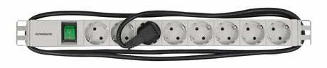 Foto: 19" Netzleiste 8xSchuko mit Ein/Aus-Schalter, Profil ALU 1HE