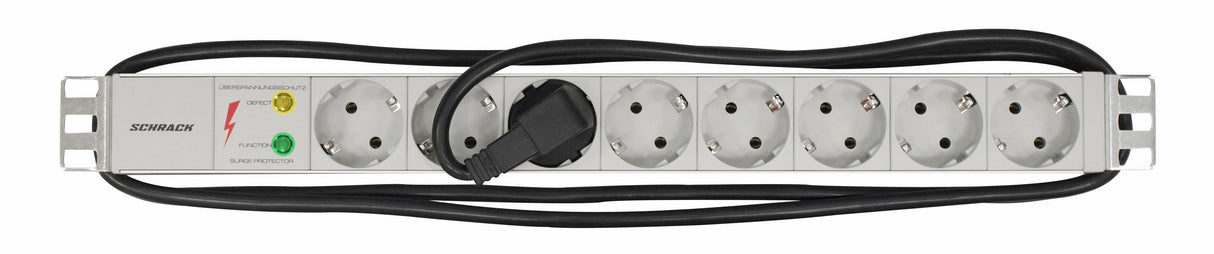 19" Netzleiste 8xSchuko mit Überspannungsschutz, ALU 1HE