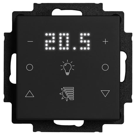 Tastsensor 2-fach, Raumthermostat mit Anzeige und Icons, sw